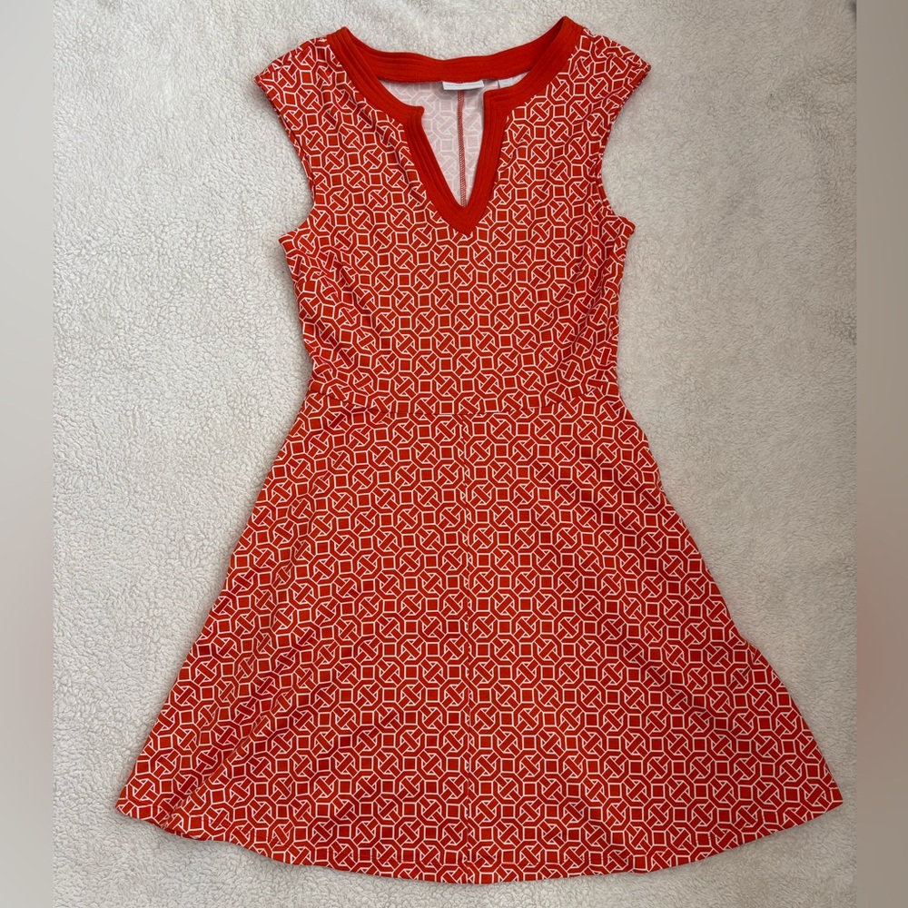 New York & Company Orange Geometric Dress